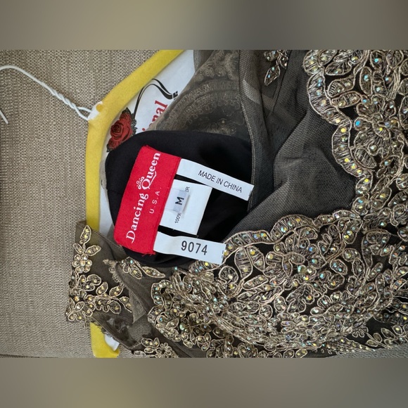 Dancing Queen| Formal black and gold dress with mesh and beaded top - Picture 9 of 9